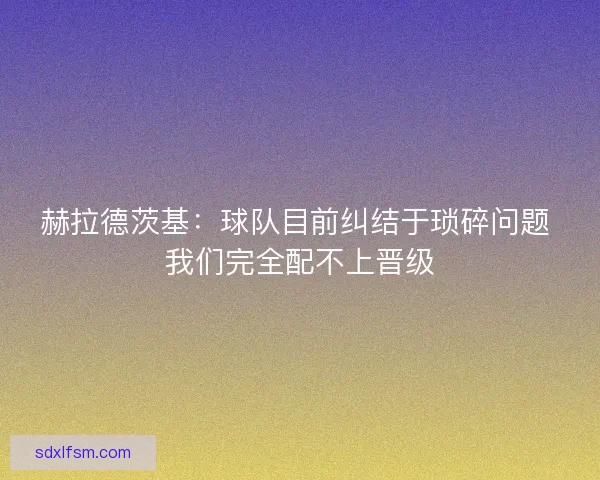 赫拉德茨基：球队目前纠结于琐碎问题 我们完全配不上晋级