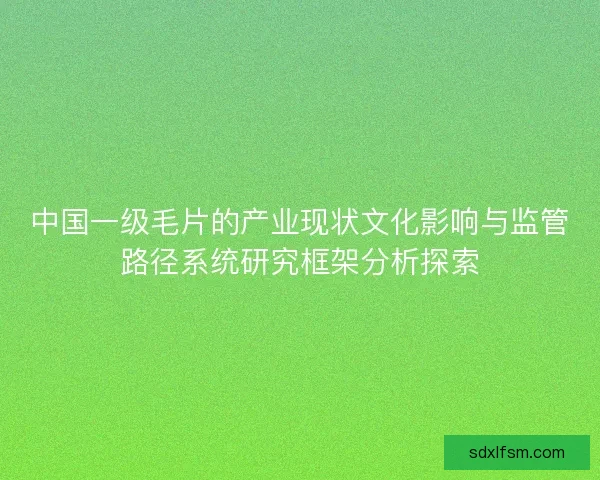 中国一级毛片的产业现状文化影响与监管路径系统研究框架分析探索
