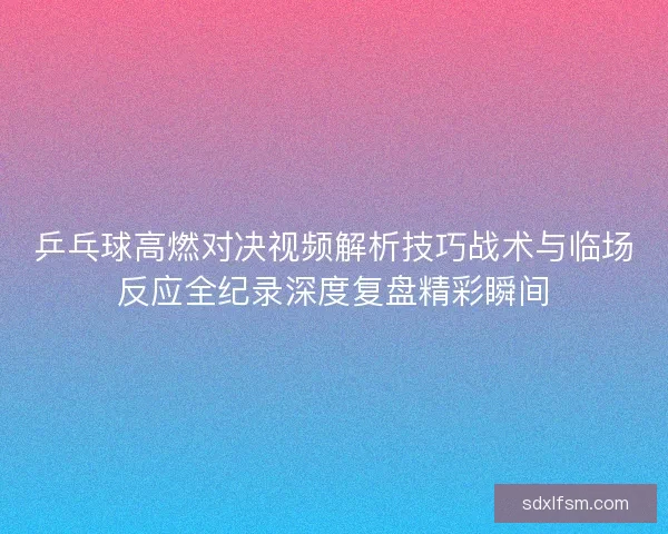 乒乓球高燃对决视频解析技巧战术与临场反应全纪录深度复盘精彩瞬间