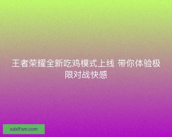 王者荣耀全新吃鸡模式上线 带你体验极限对战快感