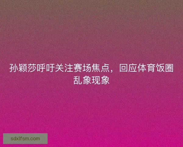 孙颖莎呼吁关注赛场焦点，回应体育饭圈乱象现象