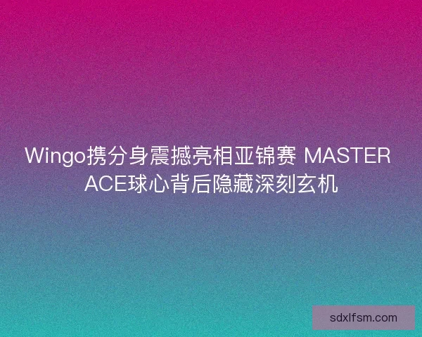 Wingo携分身震撼亮相亚锦赛 MASTER ACE球心背后隐藏深刻玄机